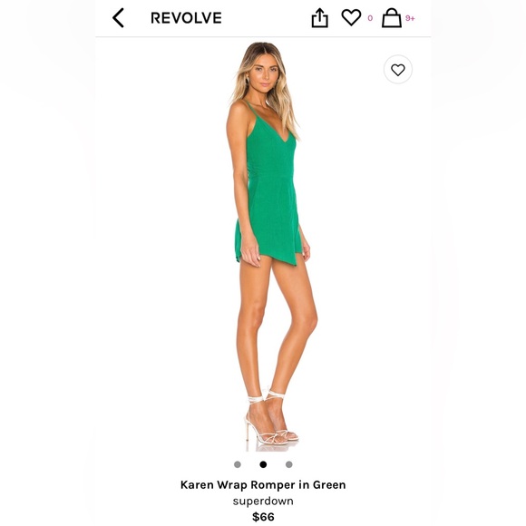 REVOLVE/superdown Karen Wrap Romper in Green - XXS - Picture 2 of 3